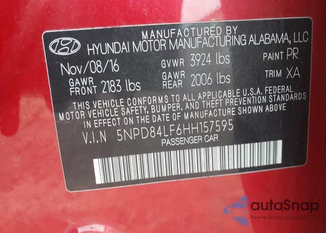 2017 Hyundai Elantra Value Edition из США, поврежденный, VIN 5NPD84LF6HH157595